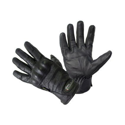 Rukavice moto MASS CE kožené krátké černé XS (Velikost XS)