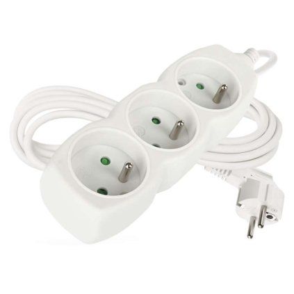 Prodlužovací kabel EMOS 3m, 3 zásuvky, bílý, PVC, 1,5mm2  EMOS