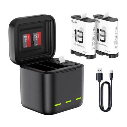 Tříkanálová nabíječka baterií pro GoPro Hero 13 Black Telesin (S0-BCG-10-TGP)