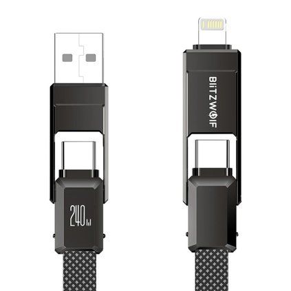 Blitzwolf BW-HDC7 4 v 1 USB+C+Hromosvod 240W 1,2 m (černý)