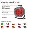 Prodlužovací kabel na bubnu 25 m, 4 zásuvky, PVC červený kabel 1,5 mm2 , pevný střed  EMOS